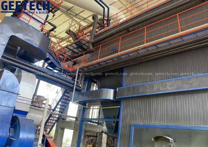 Hệ thống lò hơi tầng sôi 15 tấn/giờ đốt vỏ cây dài (vỏ cây chưa băm)
